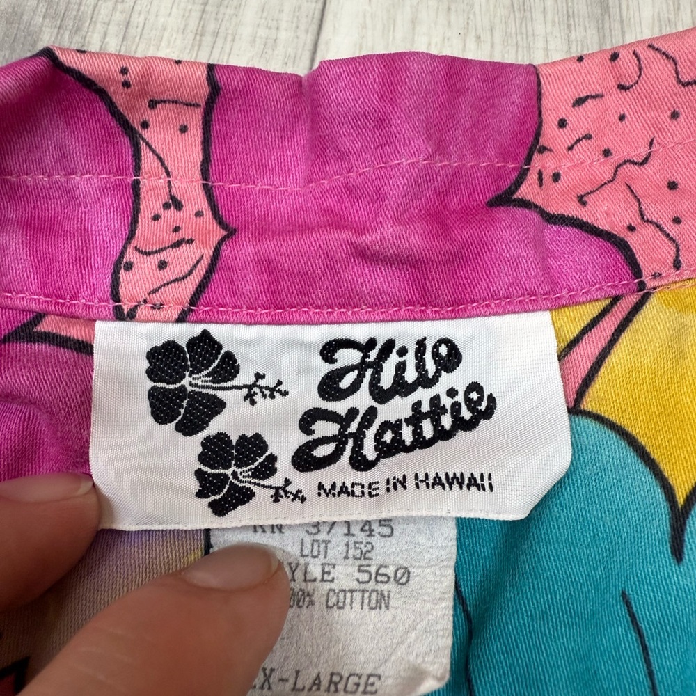 Vintage Men's 2XL Hilo Hattie Short Sleeve Button Up Tropical Hawaiian Shirt - Picture 2 of 6